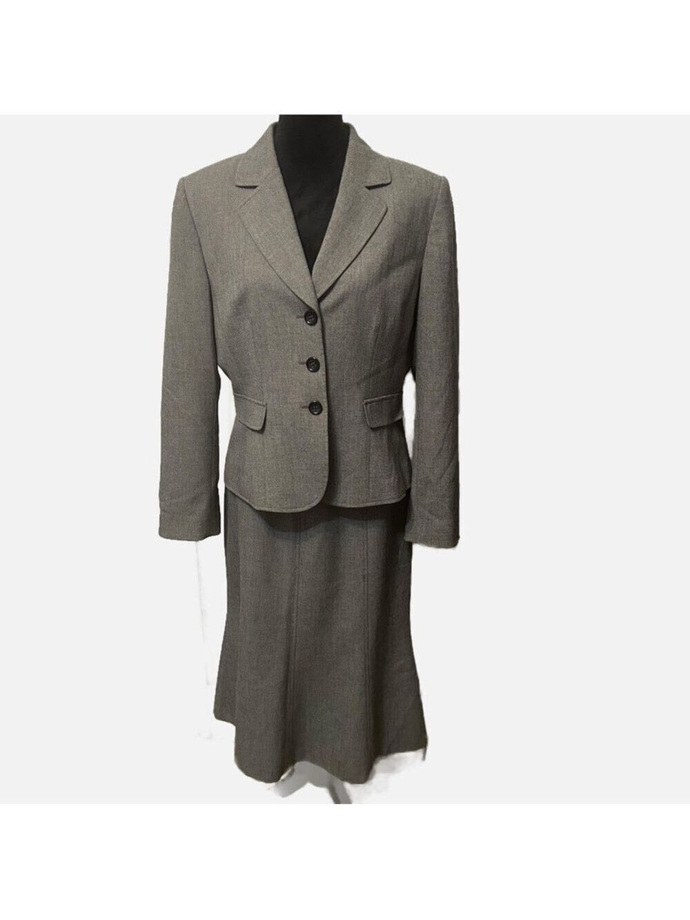 Tahari ASL Women Skirt Set 2 Piece 12 Trumpet Skirt Career Office Gray Lined